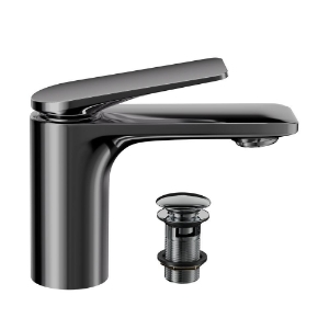 Picture of Single lever basin mixer with click clack waste - Black Chrome