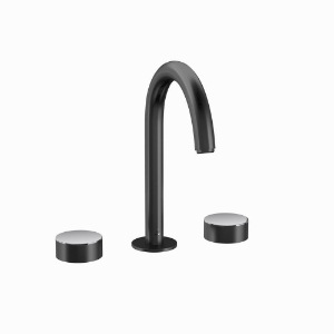 Picture of 3-Hole Basin Mixer with Pipe Spout - Lever: Black Chrome | Body: Black Matt