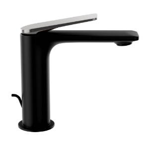Picture of Single Lever Extended Basin Mixer with Popup Waste - Lever: Black Chrome | Body: Black Matt